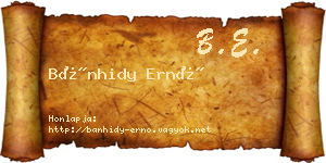 Bánhidy Ernő névjegykártya